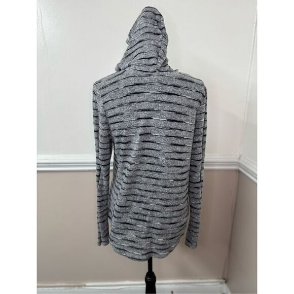 Free For All Stripe Hooded Long Sleeve Shirt Size Medium - Picture 3 of 5